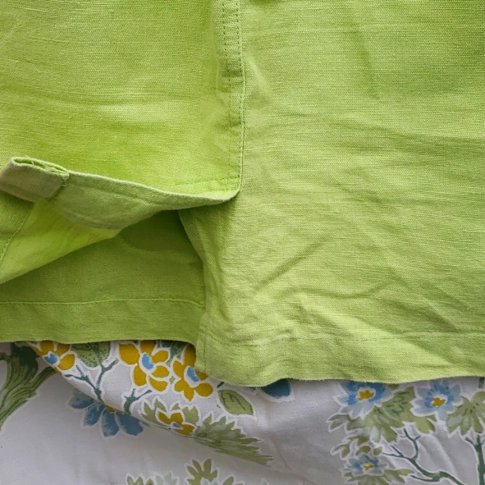 Talbots Apple Green Irish Linen Blend Skirt sz 12 Large